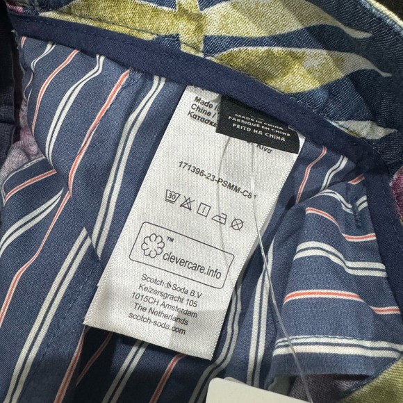 Scotch & Soda Tropical Printed Pleated Twill Shorts In Multicolor Size 34 NWT - Picture 9 of 10